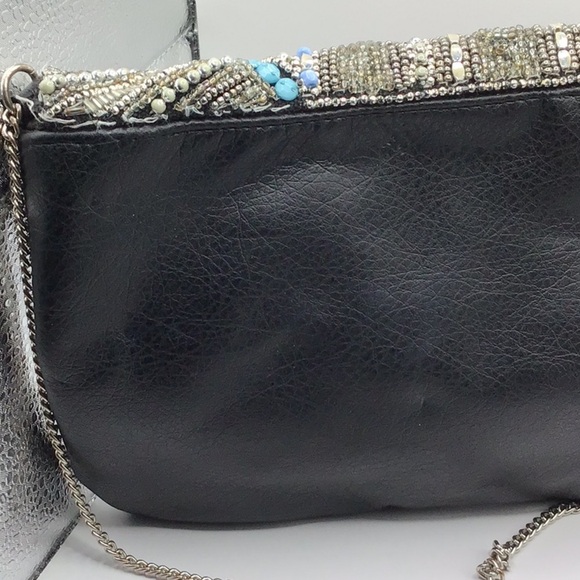 Elegant Silver and Blue Beaded Clutch by Atmosphere - Picture 3 of 10